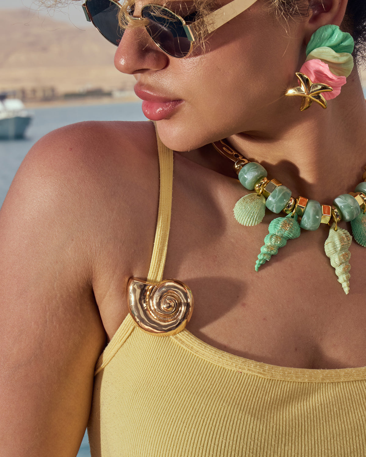Gold Seashell Brooch