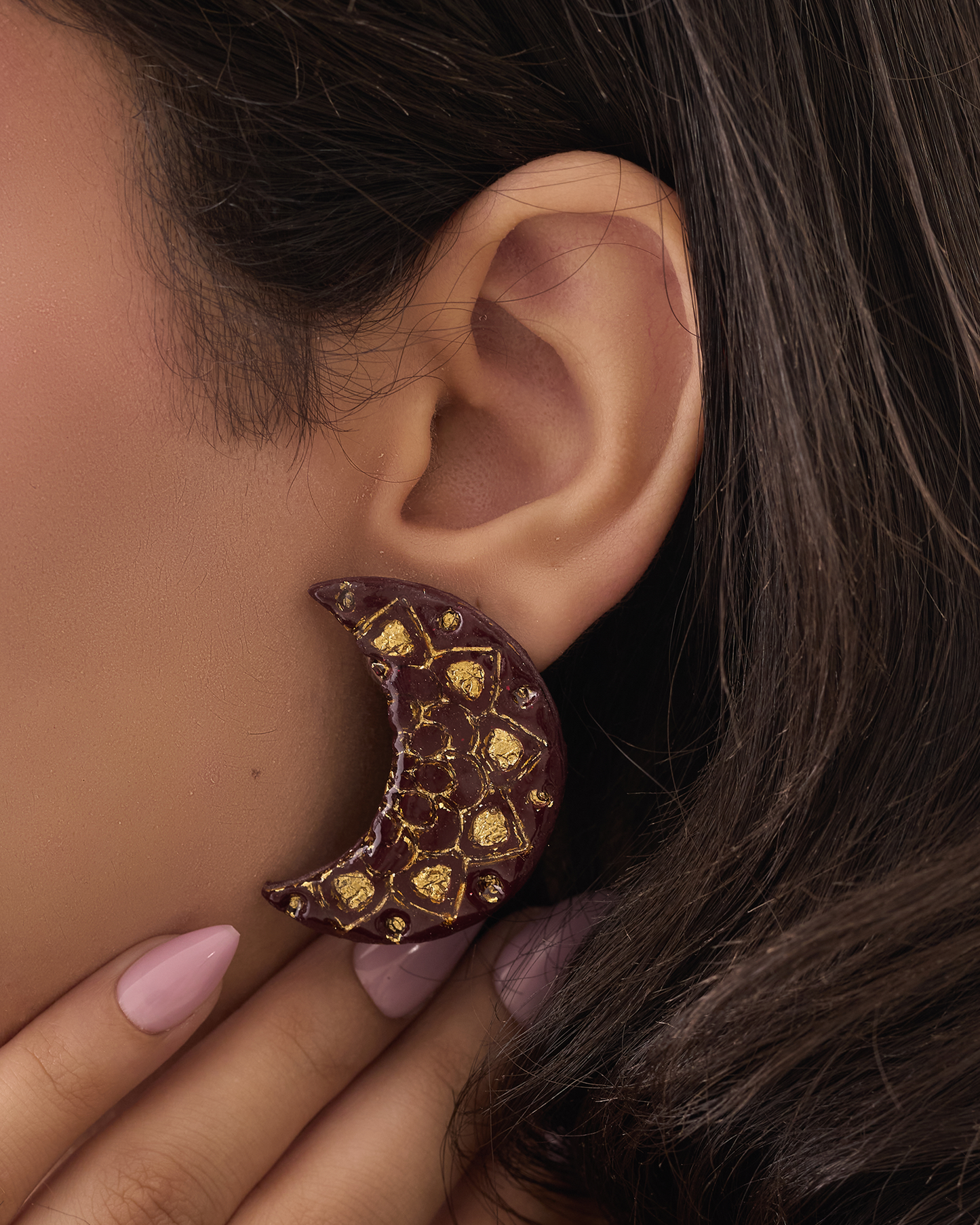 Gold crescent burgundy